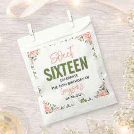 Elegante Watercolor Floral 16 . Geburtstag Geschenktütchen