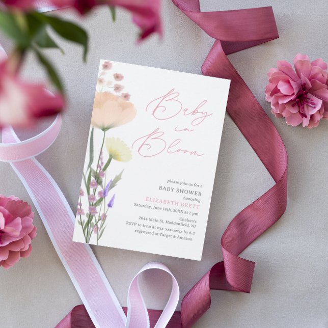 Elegante Watercolor Floral Baby Shower Einladung (Von Creator hochgeladen)