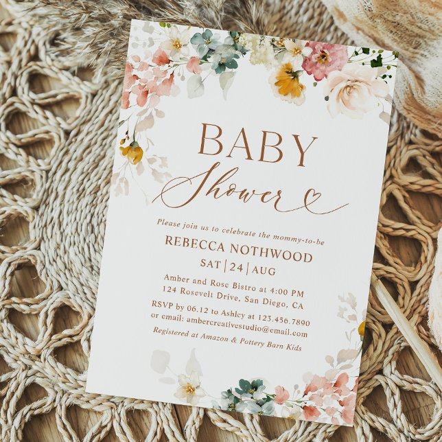 Elegante Watercolor Floral Baby Shower Einladung (Von Creator hochgeladen)