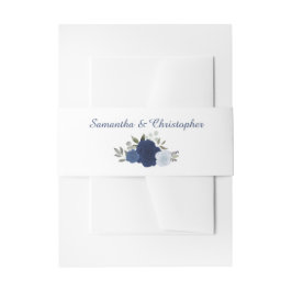 Elegante Watercolor Floral Blue Rose Hochzeit Einladungsbanderole