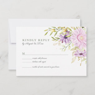 Elegante Watercolor Floral Wedding RSVP Card