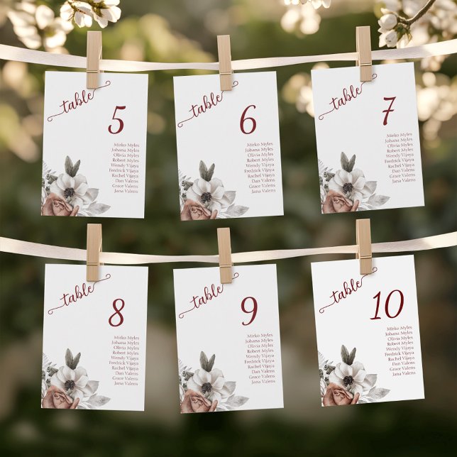 Elegante Watercolor Florals - Gästebett-Karte Feiertagskarte (Elegant Watercolor Florals - Guest Seating Card)