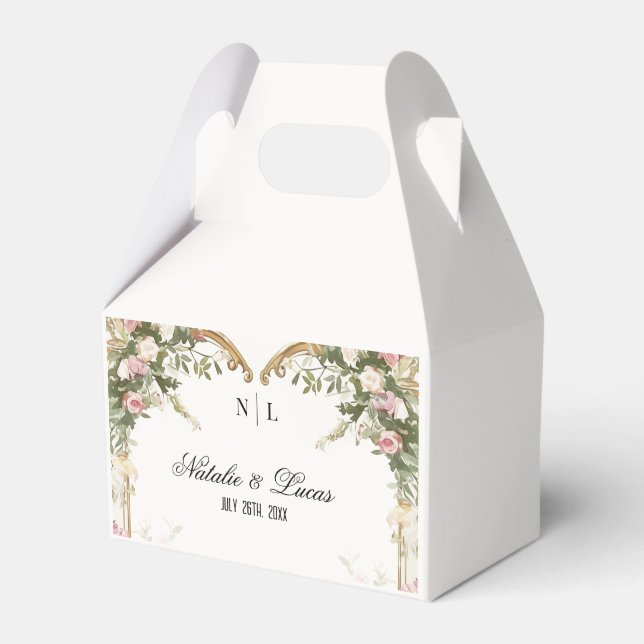 Elegante Watercolor Florentiner Herzstück Hochzeit Geschenkschachtel (Vorderseite)