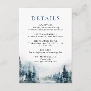 Elegante Watercolor Foggy Forest Details Begleitkarte