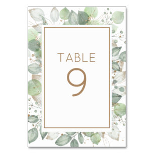 Elegante Watercolor Foliage Gold Tischnummer