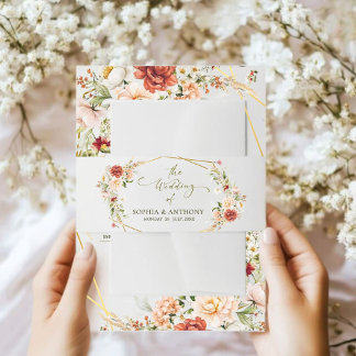 Elegante Watercolor Foliage Hochzeit Einladungsbanderole