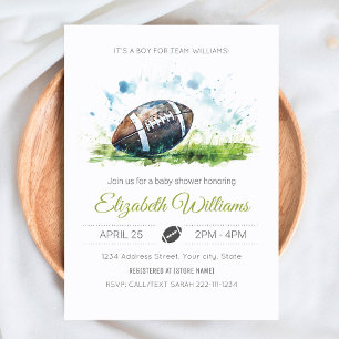Elegante Watercolor Football Kinderdusche Einladun Einladung