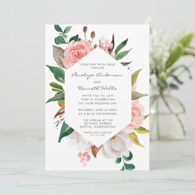 Elegante Watercolor Garden Einladung (Stehend Vorderseite)