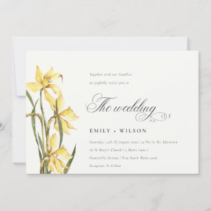 Elegante Watercolor Gelbe Daffodil Wedding Einladu Dankeskarte