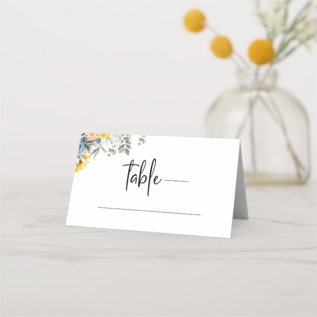 Elegante Watercolor Green Foliage Hochzeit Platzkarte (Vorderseite)
