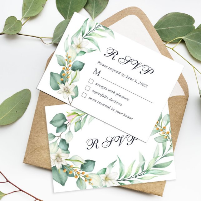 Elegante Watercolor Greenary Eucalyptus RSVP Card (Von Creator hochgeladen)
