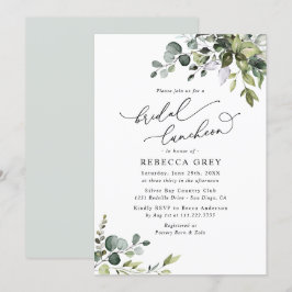 Elegante Watercolor Greenery Bridal Luncheon Dusch Einladung