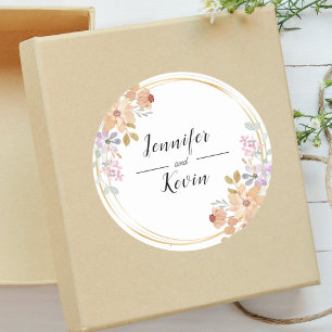 Elegante Watercolor Greenfoliage Gastgeschenk Hoch Runder Aufkleber