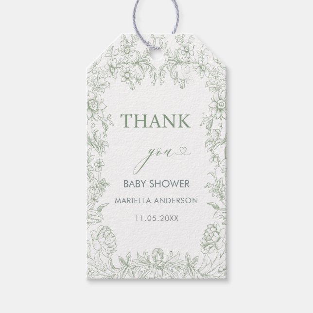 Elegante Watercolor, grün Geschenkanhänger (Vorderseite)