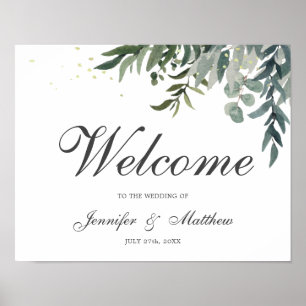 Elegante Watercolor Grüne Begrüßungspalette Poster