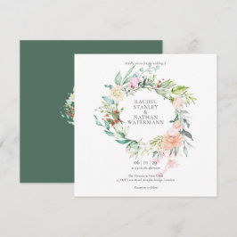 Elegante Watercolor Grüne Blumenzwiese Einladung