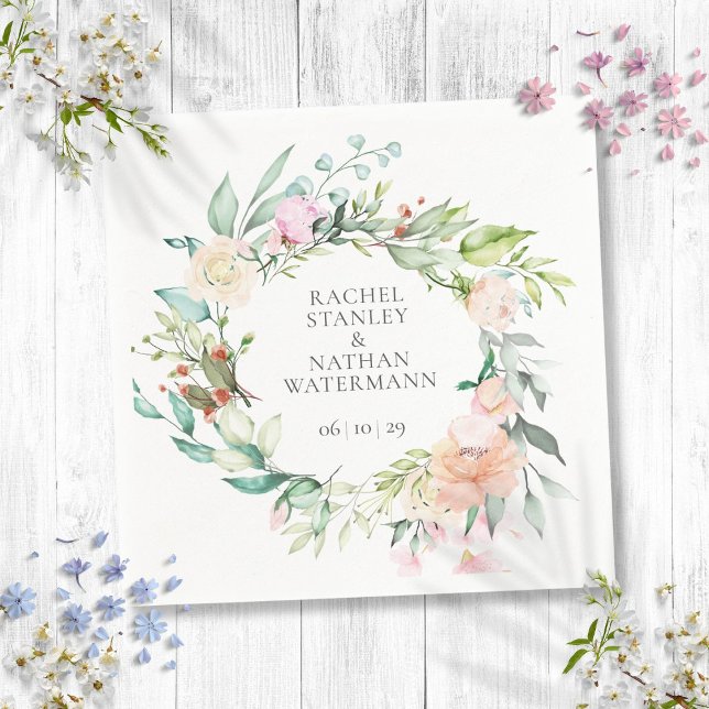 Elegante Watercolor Grüne Blumenzwiese Serviette (Elegant Watercolor Greenery Floral Wedding Napkins)