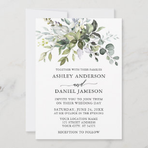 Elegante Watercolor Grüne Calligraphie Hochzeit Einladung