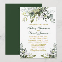 Elegante Watercolor Grüne Goldene Hochzeit