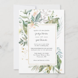 Elegante Watercolor Grüne | Rosa Blumenhochzeit