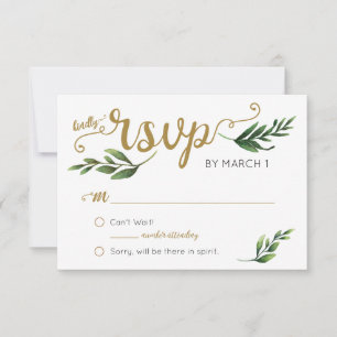 Elegante Watercolor Grüne RSVP Karte