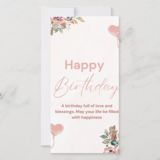 Elegante Watercolor Happy Birthday Card