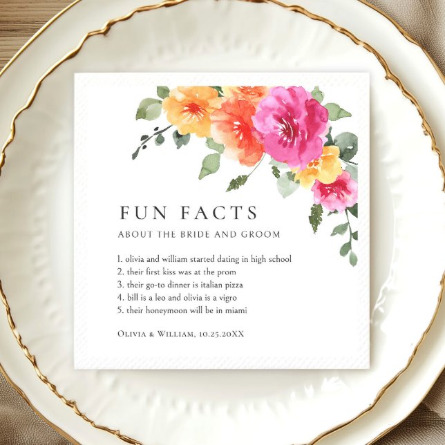 Elegante Watercolor Helle Blume Blumenhochzeit Serviette (Von Creator hochgeladen)