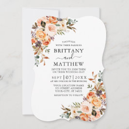 Elegante Watercolor Herbstblütenhochzeit Einladung