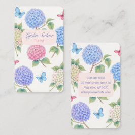 Elegante Watercolor Hydrangea Florist Business Car Visitenkarte