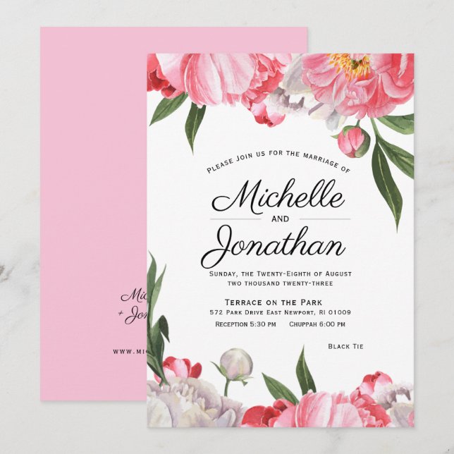 Elegante Watercolor Jüdische Blumenladen Einladung (Vorne/Hinten)
