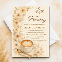 Elegante Watercolor Kaffeebridale Dusche Einladung
