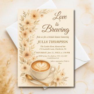 Elegante Watercolor Kaffeebridale Dusche Einladung