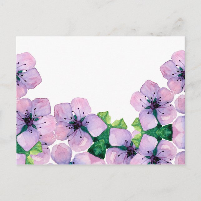Elegante Watercolor-Karte mit japanischer Sakura Postkarte (Vorderseite)