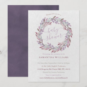Elegante Watercolor Laurel Wreath Baby Shower Einladung