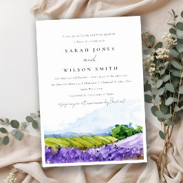 Elegante Watercolor Lavendel Fields Paare Dusche Einladung