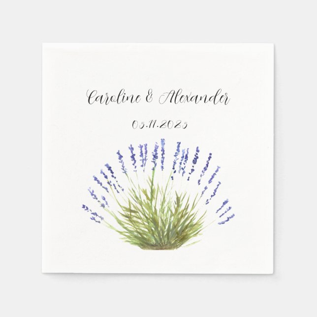 Elegante Watercolor Lavendel Herbs Floral Wedding  Serviette (Vorderseite)