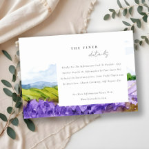 Elegante Watercolor Lavendelfelder Hochzeitdetails