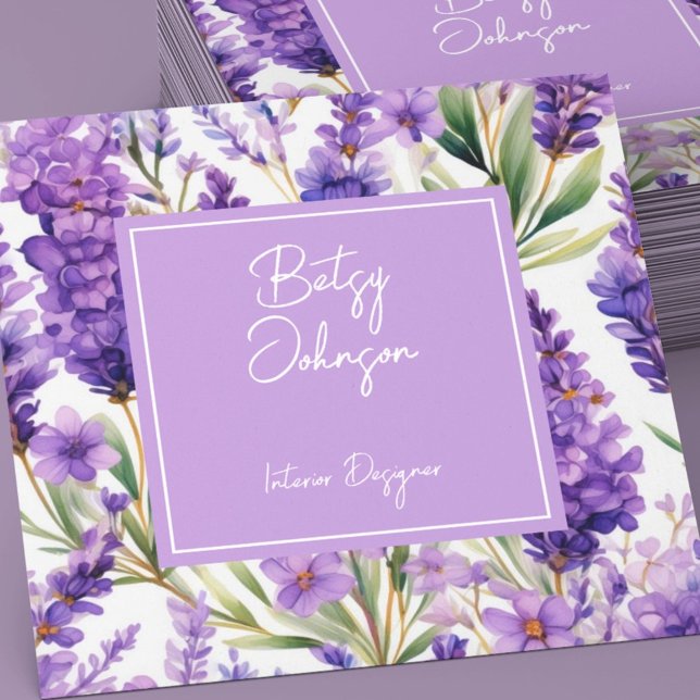 Elegante Watercolor Lavender Blume Business Card (Von Creator hochgeladen)