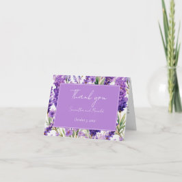 Elegante Watercolor Lavender Blume Hochzeit Dankeskarte