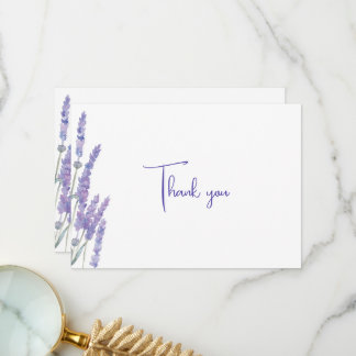 Elegante Watercolor Lavender Blume Hochzeit Dankeskarte