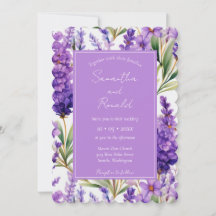 Elegante Watercolor Lavender Blume Hochzeit