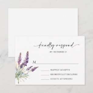 Elegante Watercolor Lavender Blume Hochzeit RSVP Karte