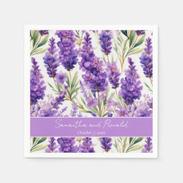 Elegante Watercolor Lavender Blume Hochzeit Serviette