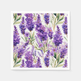 Elegante Watercolor Lavender Blume Serviette