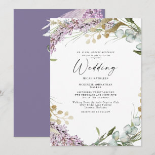 Elegante Watercolor Lavender Floral Wedding Einladung