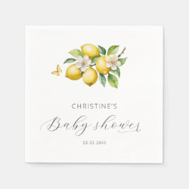 Elegante Watercolor Lemon Babydusche Serviette