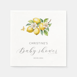 Elegante Watercolor Lemon Babydusche Serviette