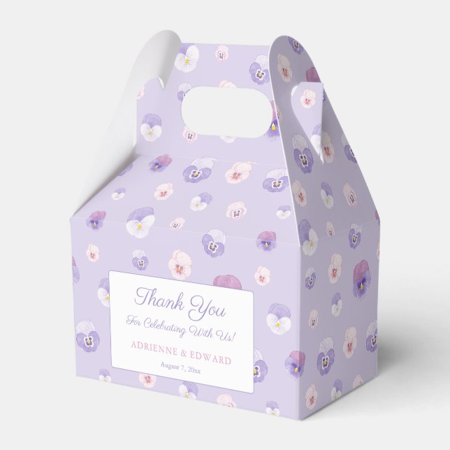Elegante Watercolor Lilac Pressed Blume Hochzeit Geschenkschachtel (Vorderseite)