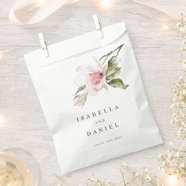 Elegante Watercolor Magnolia Hochzeit Geschenktütchen (Ausgeschnitten)