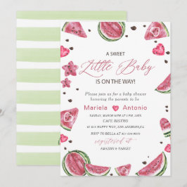 Elegante Watercolor Melon Babydusche Einladung
